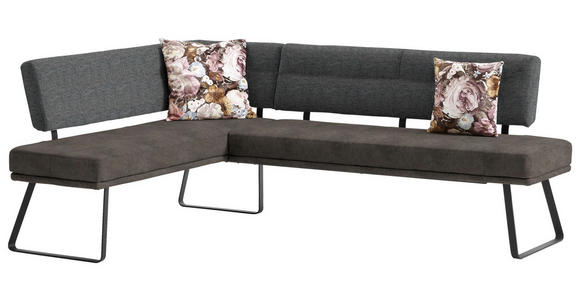 ECKBANK 169/225 cm in Schwarz, Dunkelgrau - Dunkelgrau/Schwarz, Design, Textil/Metall (169/225cm) - Dieter Knoll