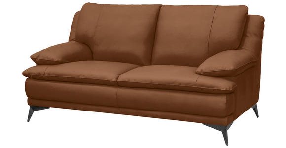 2-SITZER-SOFA Cognac Echtleder  - Cognac/Schwarz, Design, Leder/Metall (178/92/98cm) - Novel