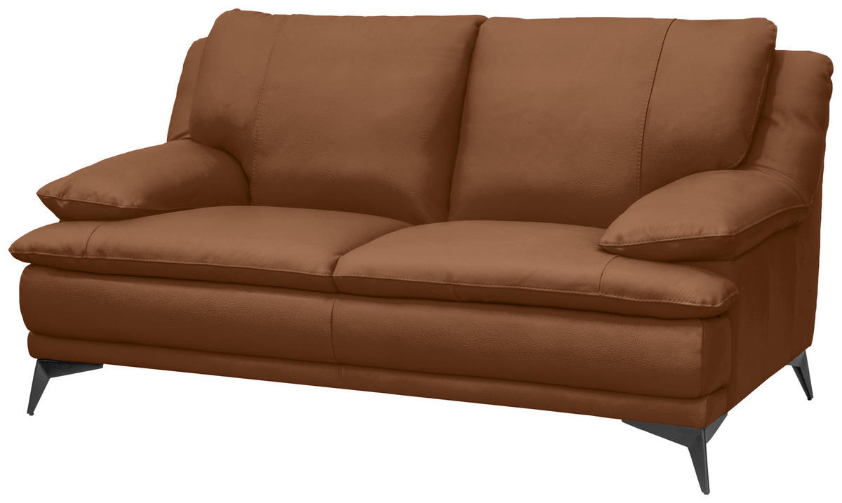 2-SITZER-SOFA Cognac Echtleder  - Cognac/Schwarz, Design, Leder/Metall (178/92/98cm) - Novel