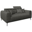 2-SITZER-SOFA  in Webstoff Dunkelgrau  - Dunkelgrau/Schwarz, KONVENTIONELL, Textil/Metall (200/80/113cm) - Carryhome