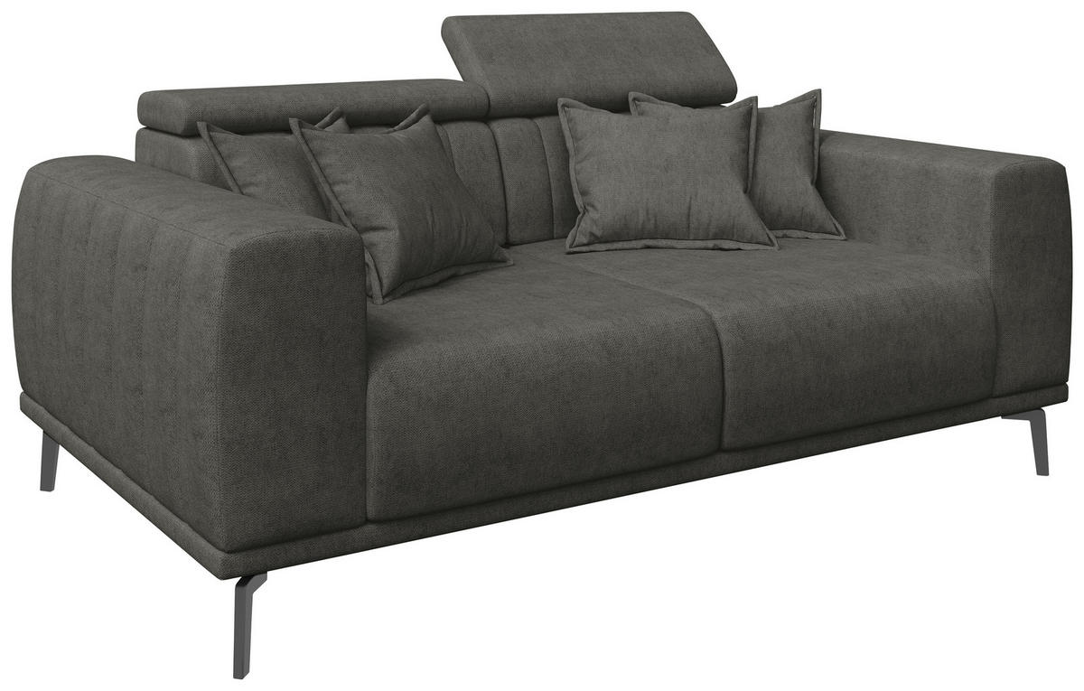2-SITZER-SOFA  in Webstoff Dunkelgrau  - Dunkelgrau/Schwarz, KONVENTIONELL, Textil/Metall (200/80/113cm) - Carryhome