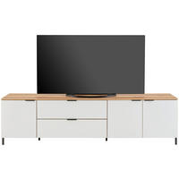 TV-ELEMENT bela, barve hrasta  - črna/barve hrasta, Trend, kovina/steklo (225/63/40cm)