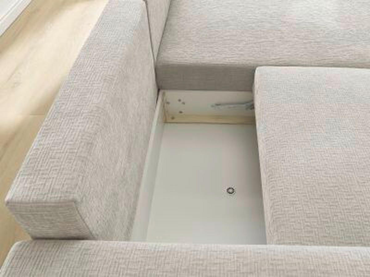 ECKSOFA Ottomane rechts  ATILLA Beige Struktur  - Beige/Schwarz, MODERN, Kunststoff/Textil (244/149cm)