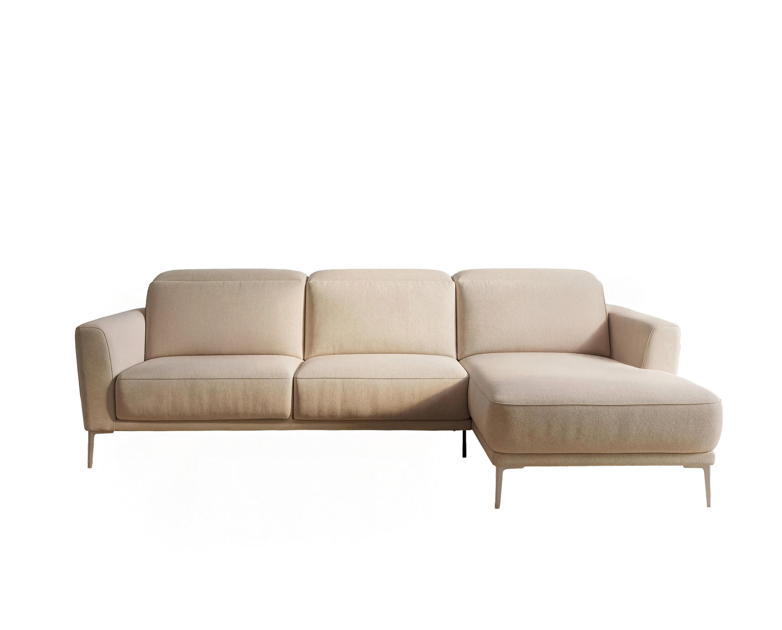 ECKSOFA Creme Flachgewebe  - Beige/Creme, Design, Textil/Metall (280/177cm) - Johann Jakob