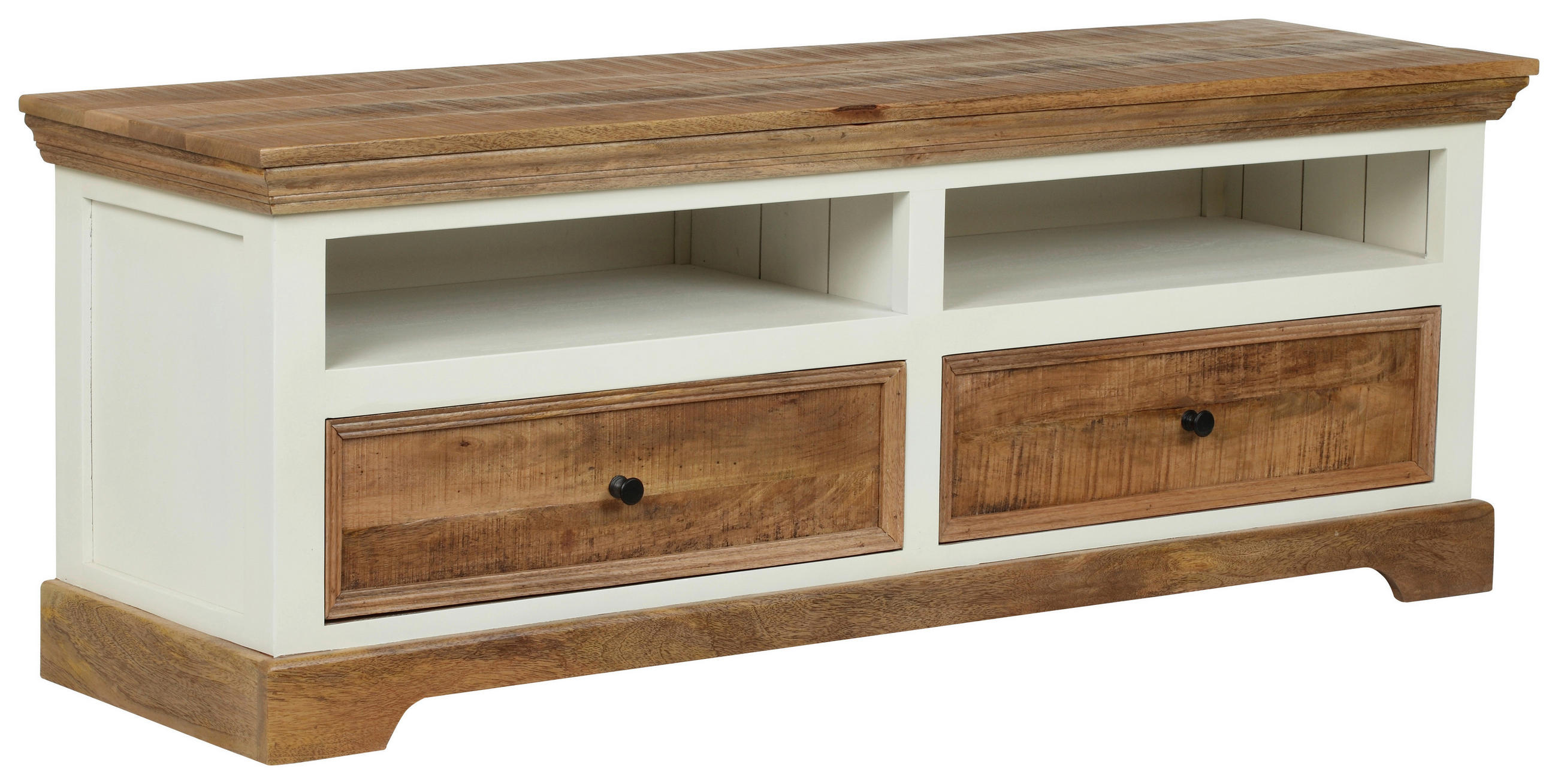 NÍZKA KOMODA, akácia, mangové drevo, prírodná farba, biela, 145/55/42 cm - biela/prírodná farba, Romantik / Landhaus, drevo (145/55/42cm) - Landscape