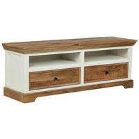 NÍZKÁ KOMODA, akácie, mangové dřevo, přírodní barvy, bílá, 145/55/42 cm - bílá/přírodní barvy, Romantický / Rustikální, dřevo (145/55/42cm) - Landscape