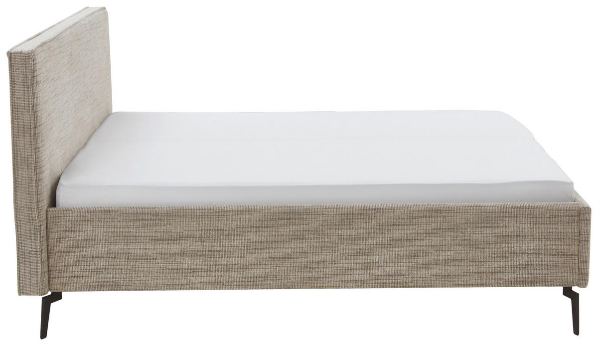 POLSTERBETT 160/200 cm  in Cappuccino  - Schwarz/Cappuccino, Design, Textil/Metall (160/200cm) - home24