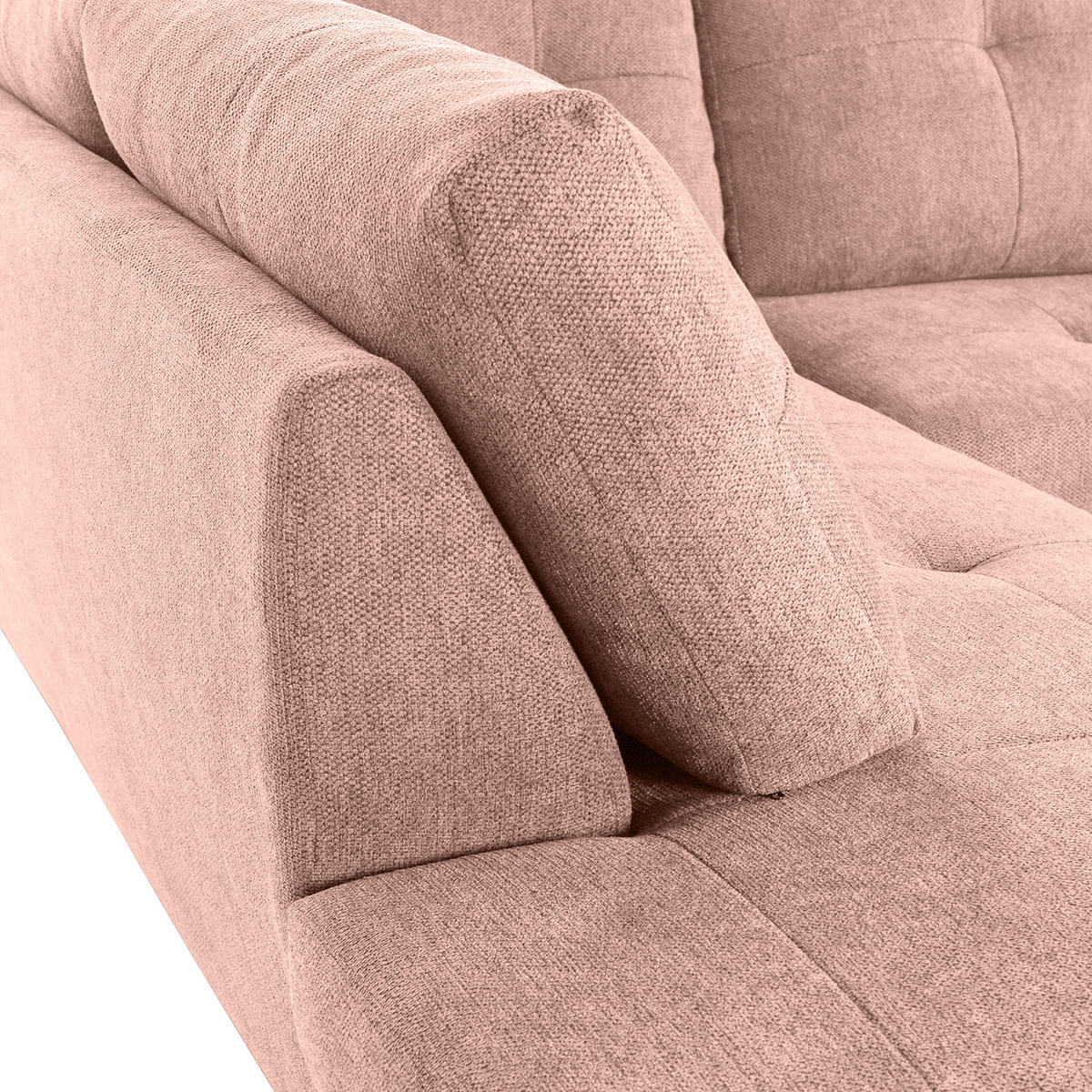 WOHNLANDSCHAFT in Flachgewebe Altrosa  - Chromfarben/Altrosa, Konventionell, Kunststoff/Textil (217/338/180cm) - Hom`in