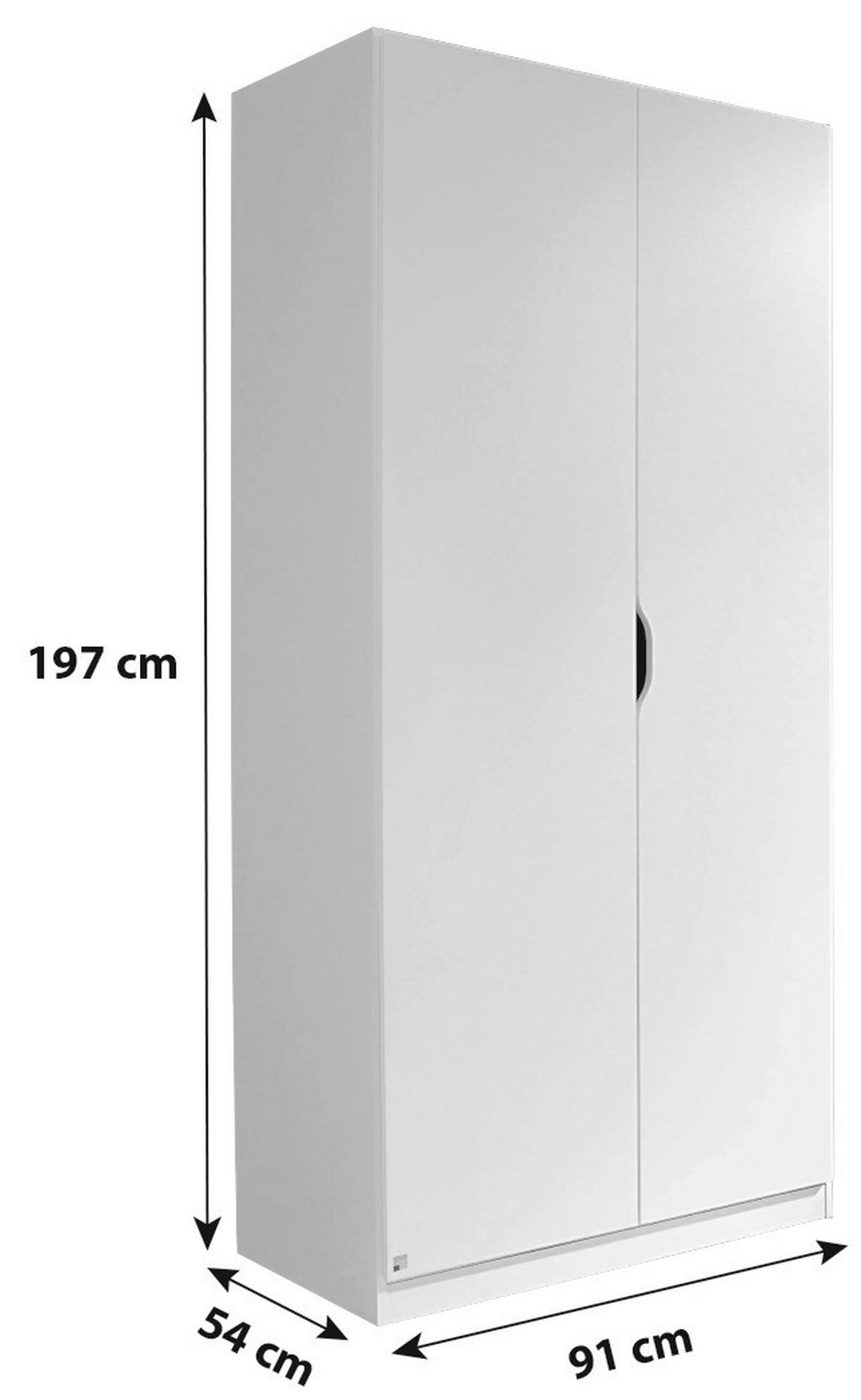 DREHTÜRENSCHRANK in Weiss, Sonoma Eiche  - Weiss/Eichefarben, Modern, Holzwerkstoff (91/197/54cm) - Rauch Möbel