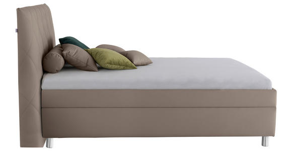 POLSTERBETT Matratze, Lattenrost, Bettkasten 140/200 cm  in Cappuccino  - Birkefarben/Silberfarben, KONVENTIONELL, Holz/Textil (140/200cm) - Esposa