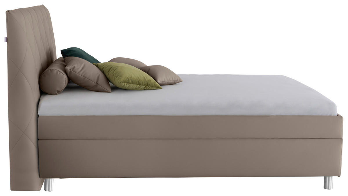 POLSTERBETT Matratze, Lattenrost, Bettkasten 140/200 cm  in Cappuccino  - Birkefarben/Silberfarben, KONVENTIONELL, Holz/Textil (140/200cm) - Esposa