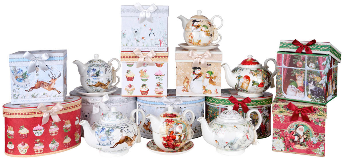 TEA-FOR-ONE TEÁSKÉSZLET  - többszínű, Trend, kerámia (17/14cm) - X-Mas