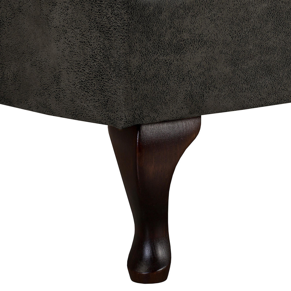 RÉCAMIERE Lederlook Anthrazit  - Anthrazit/Braun, Design, Holz/Textil (185/93/75cm) - Livetastic