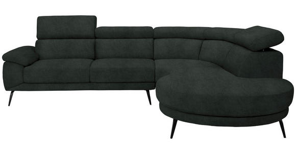 ECKSOFA in Samt Dunkelgrün  - Dunkelgrün/Schwarz, Design, Textil/Metall (299/264cm) - Novel