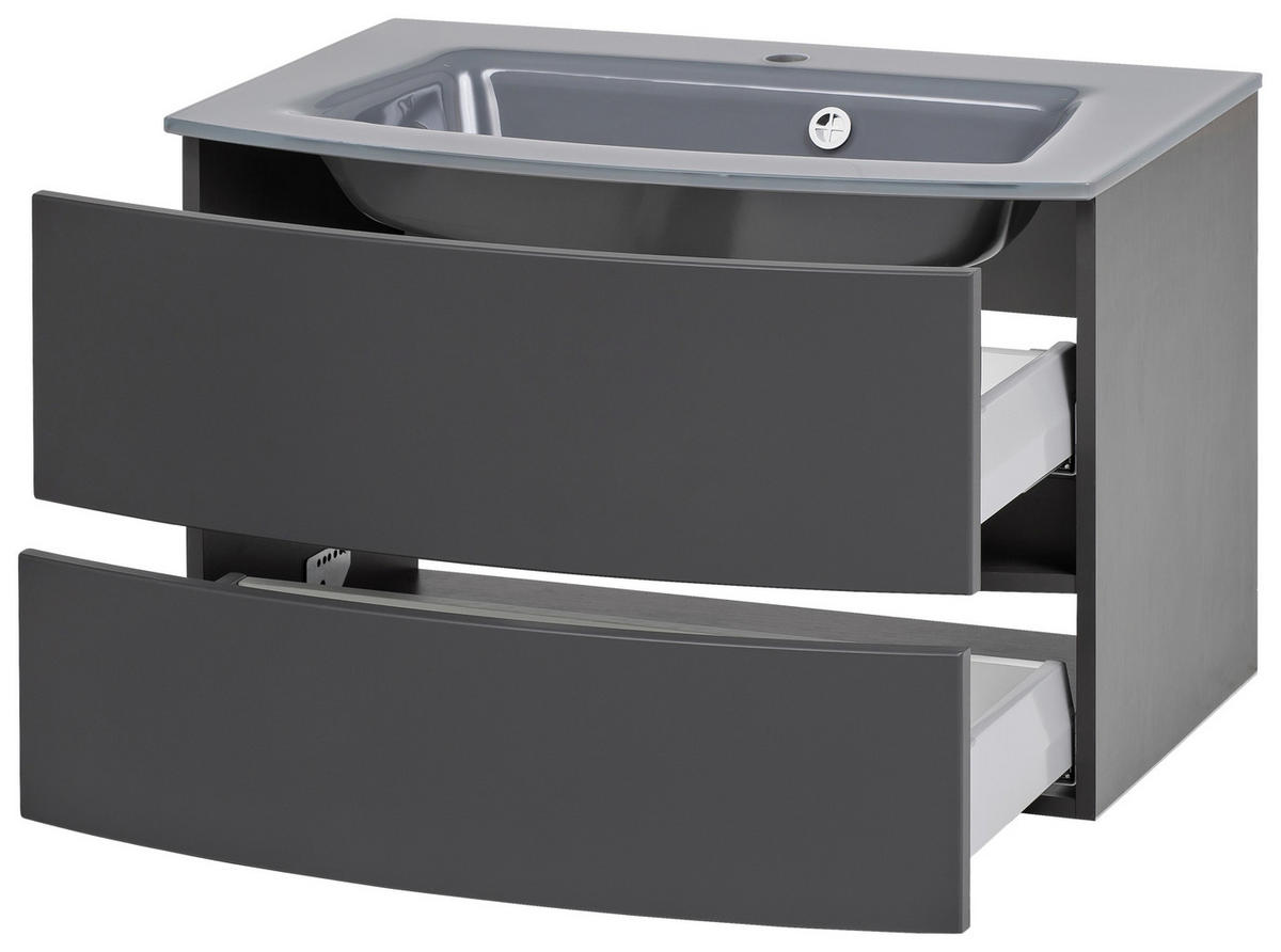 WASCHTISCHKOMBI 80 cm  - Graphitfarben/Grau, KONVENTIONELL, Glas/Holzwerkstoff (80cm) - Held
