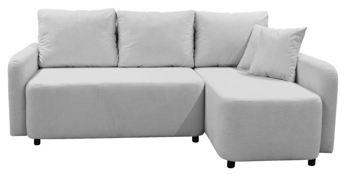 ECKSOFA STERN Hellgrau Bouclé Zierkissen, Rückenkissen, Bettkasten  - Hellgrau/Schwarz, Design, Kunststoff/Textil (207/152cm) - MID.YOU