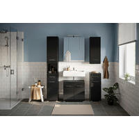 BADEZIMMER 5-teilig  in 120 cm  - Schwarz Hochglanz/Silberfarben, MODERN, Glas/Holzwerkstoff (120cm) - MID.YOU