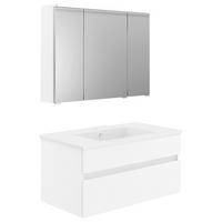 BADEZIMMER 2-teilig  in 90 cm  - Weiß Hochglanz/Weiß, KONVENTIONELL, Keramik/Holzwerkstoff (90cm) - Puris