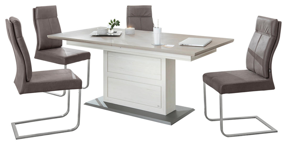 ESSTISCH rechteckig Grau, Weiß  - Weiß/Grau, LIFESTYLE, Holzwerkstoff (160-200/90/76,2cm) - Hom`in