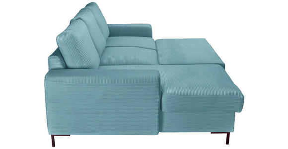 ECKSOFA Türkis Cord  - Türkis/Schwarz, KONVENTIONELL, Textil/Metall (150/240cm) - Carryhome