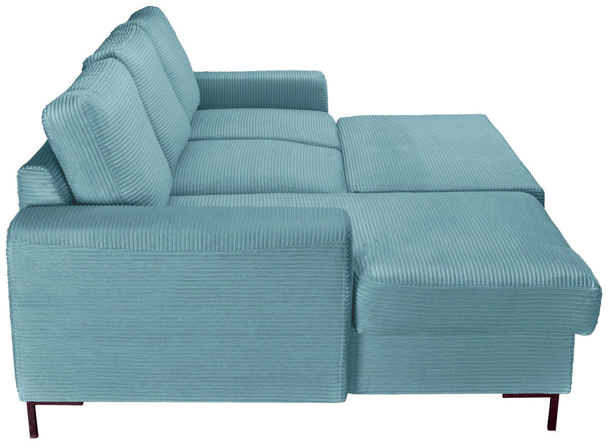 ECKSOFA Türkis Cord  - Türkis/Schwarz, KONVENTIONELL, Textil/Metall (150/240cm) - Carryhome
