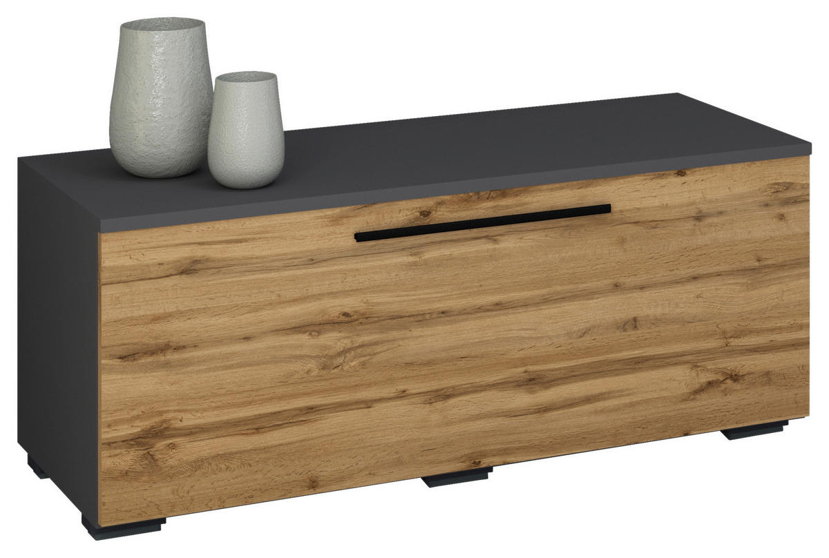 LOWBOARD - Anthrazit/Alufarben, MODERN, Holzwerkstoff/Kunststoff (95/39/40cm) - MID.YOU