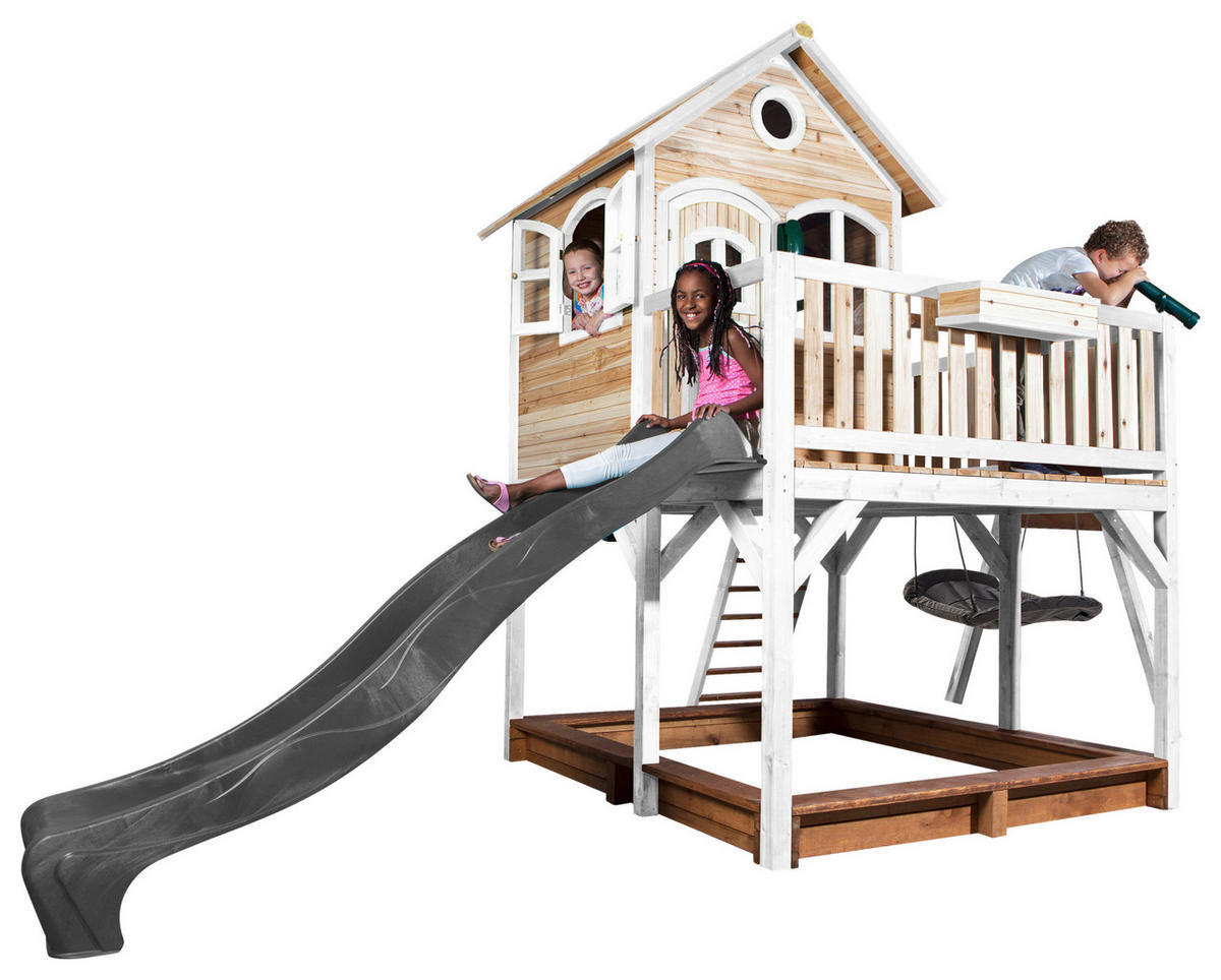 SPIELTURM 613/291/277 cm  - Weiss/Braun, Konventionell, Holz (613/291/277cm)