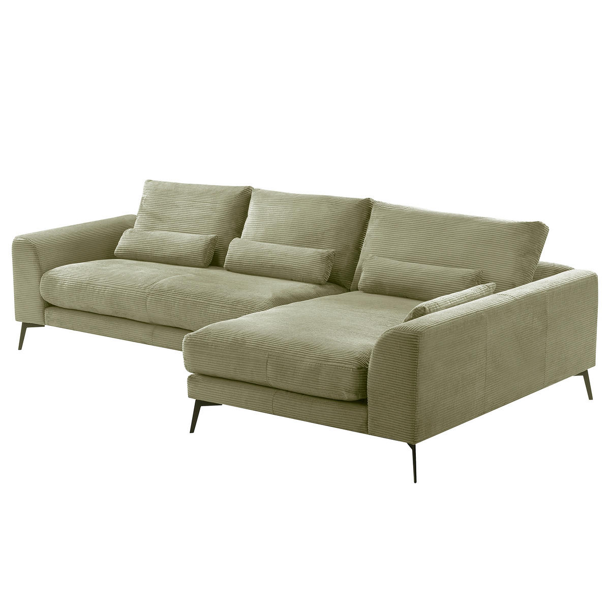 ECKSOFA Olivgrün Cord Nierenkissen, Rückenkissen  - Schwarz/Olivgrün, Design, Textil/Metall (313/172cm) - P & B
