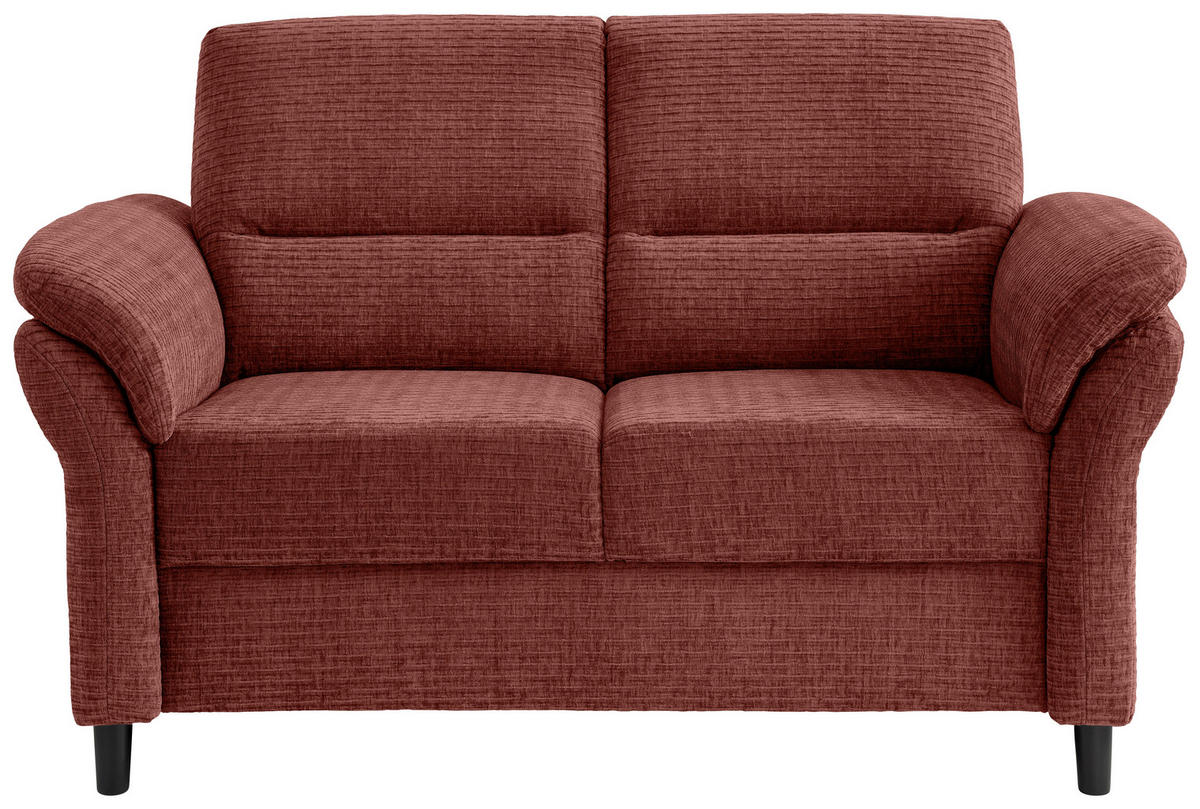 2-SITZER-SOFA Mikrofaser Koralle  - Koralle/Schwarz, MODERN, Holz/Textil (147/90/89cm) - Livetastic