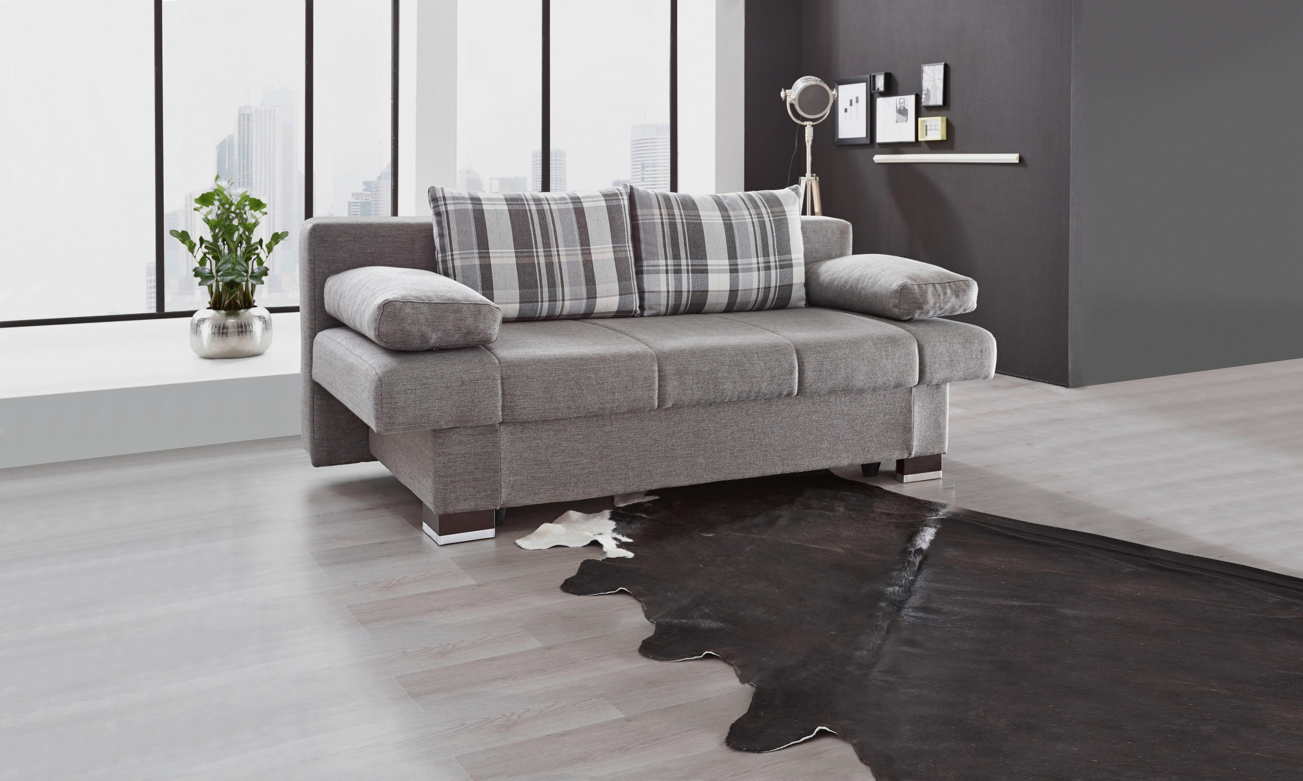 SCHLAFSOFA Helen  mit Stoffauswahl, Schlafen auf Sitzhöhe, Rücken echt Braun  - Wengefarben/Alufarben, KONVENTIONELL, Holz/Textil (200/80/94cm) - Novel