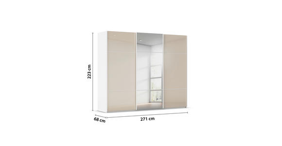 SCHWEBETÜRENSCHRANK in Grau, Weiß - Weiß/Grau, KONVENTIONELL, Glas/Holzwerkstoff (271/223/68cm) - Novel
