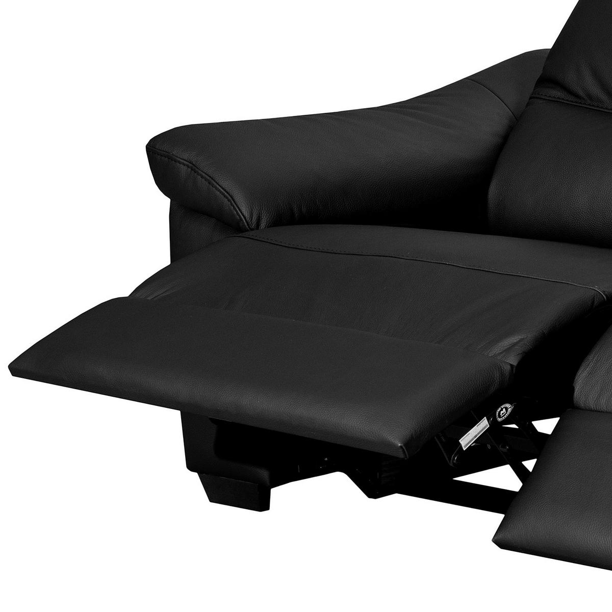 2,5-SITZER Echtleder Schwarz  - Schwarz, Design, Leder/Holz (214/97/97cm) - Livetastic