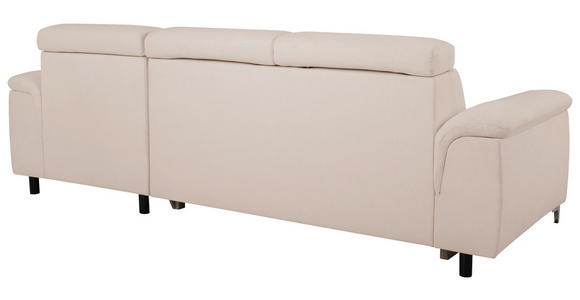 ECKSOFA in Flachgewebe Creme - Chromfarben/Creme, KONVENTIONELL, Textil/Metall (268/175cm) - Carryhome