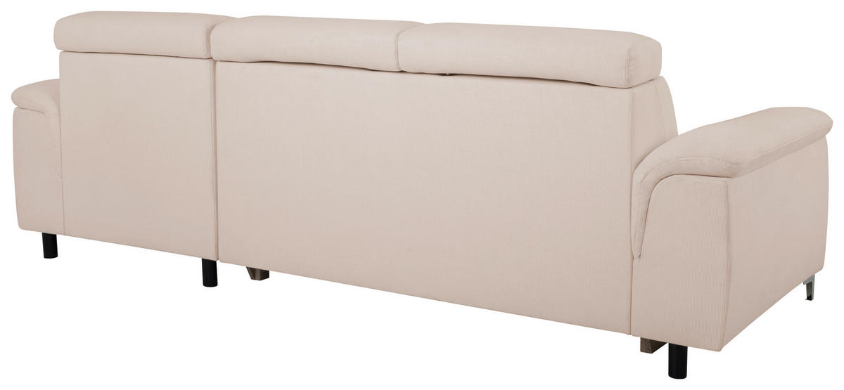 ECKSOFA in Flachgewebe Creme  - Chromfarben/Creme, Konventionell, Textil/Metall (268/175cm) - Carryhome