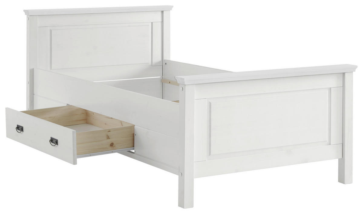 BETT 100/200 cm  in Weiß  - Weiß, ROMANTIK / LANDHAUS, Holz (100/200cm) - Boxxx