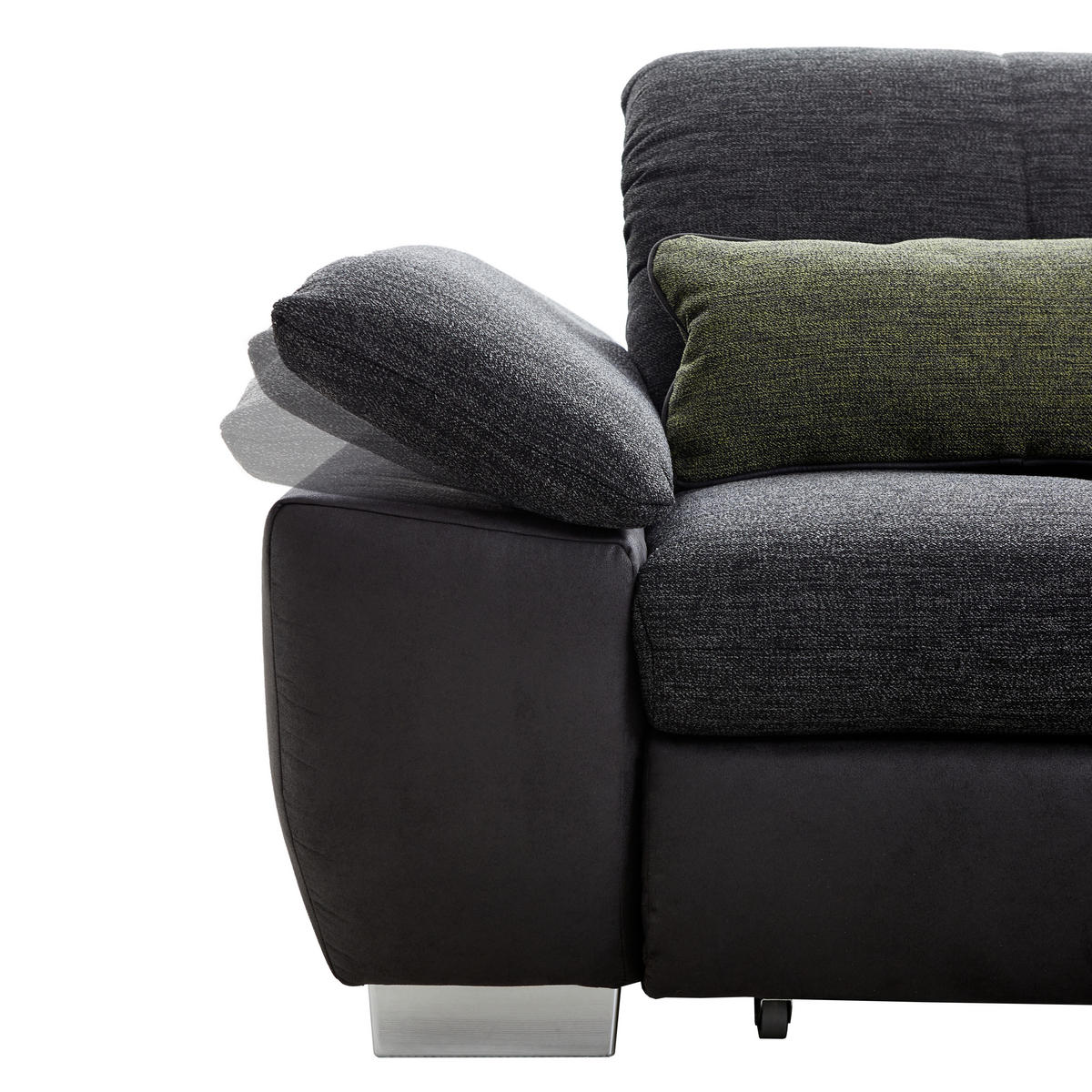 ECKSOFA Schwarz, Dunkelgrau Chenille, Mikrofaser  - Chromfarben/Dunkelgrau, Design, Textil (242/313cm) - Xora