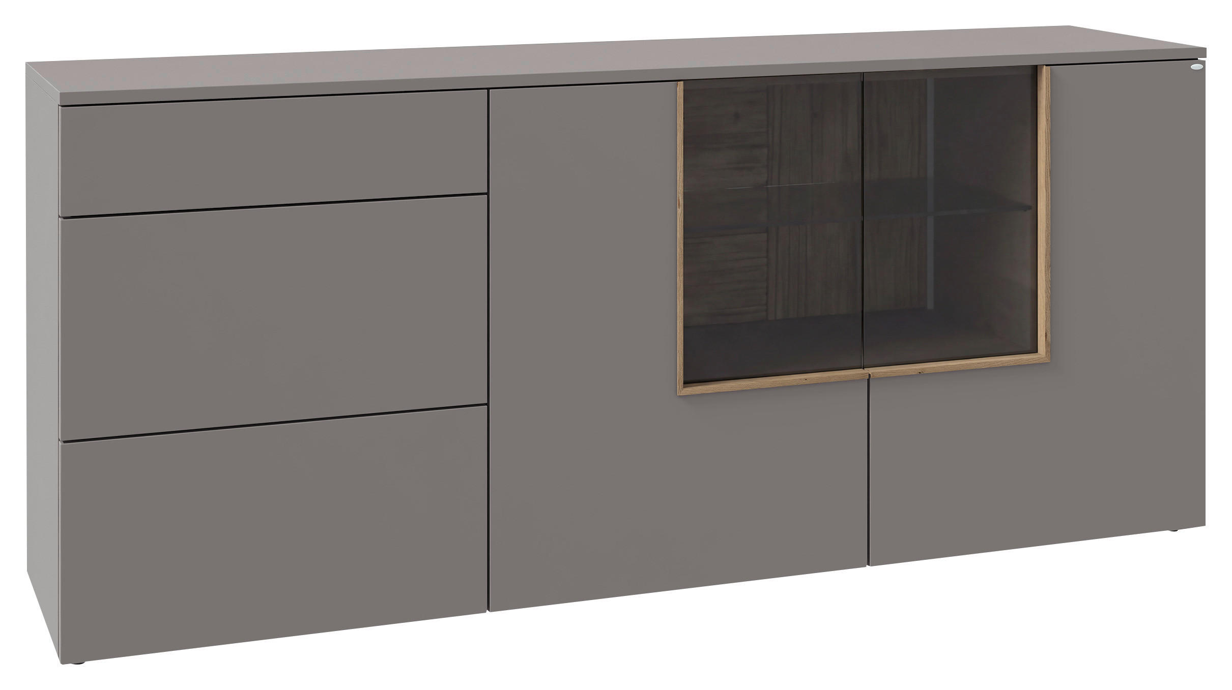 SIDEBOARD VLACERA LIVING 192/84/45 cm 3 Schublade(n)  - Taupe/Wildeiche, Design, Glas/Holz (192/84/45cm) - Voglauer
