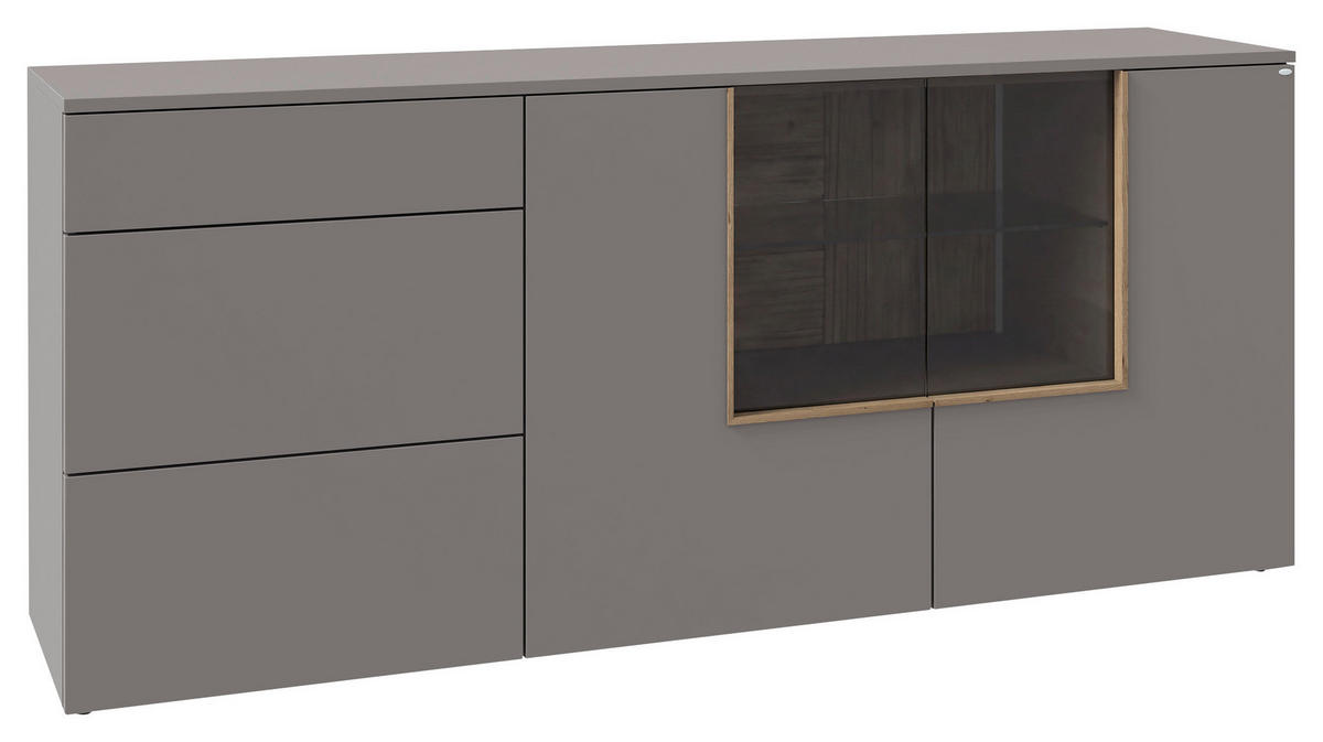 SIDEBOARD VLACERA LIVING 192/84/45 cm 3 Schublade(n)  - Taupe/Wildeiche, Design, Glas/Holz (192/84/45cm) - Voglauer