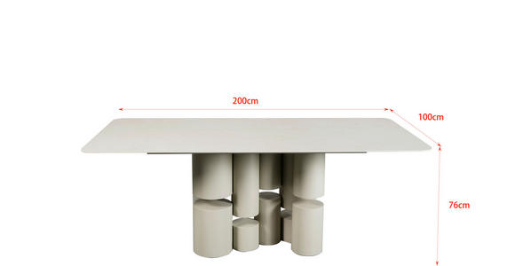 ESSTISCH in Metall, Keramik, Holzwerkstoff 200/100/76 cm  - Beige, Design, Keramik/Holzwerkstoff (200/100/76cm) - Belluti