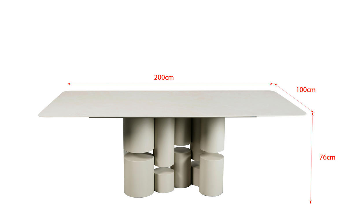 ESSTISCH in Metall, Keramik, Holzwerkstoff 200/100/76 cm  - Beige, Design, Keramik/Holzwerkstoff (200/100/76cm) - Belluti