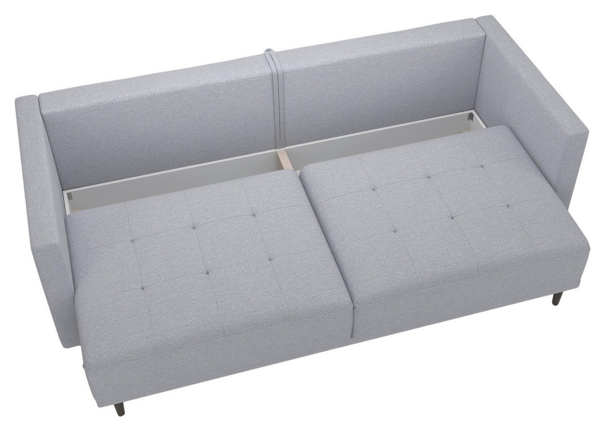 SCHLAFSOFA in Webstoff Hellgrau  - Hellgrau/Schwarz, Design, Textil (223/96/95cm) - MID.YOU