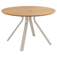 MATBORD 120/120/75 cm imitation  metall, trämaterial rund grå, ekfärgad  - grå/ekfärgad, Modern, metall/trämaterial (120/120/75cm) - Carryhome