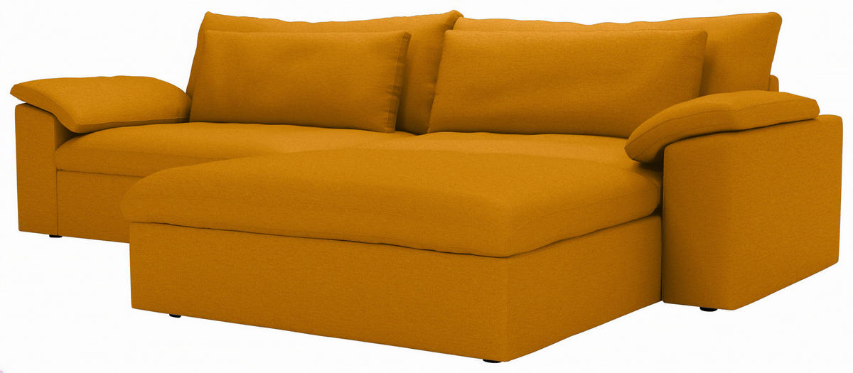 ECKSOFA Flachgewebe Currygelb  - Currygelb/Schwarz, Modern, Kunststoff/Textil (306/198cm) - Carryhome