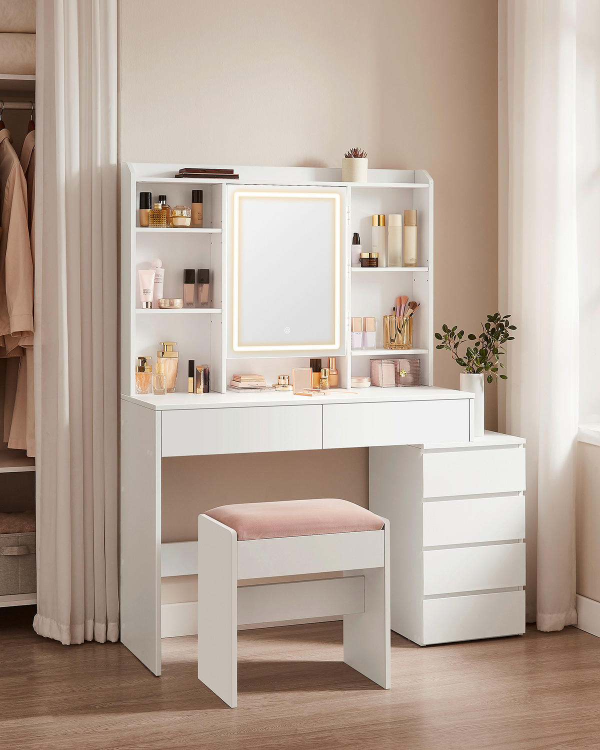 TOALETNÍ STOLEK, bílá, 117,5/40/145 cm - bílá, Basics, kompozitní dřevo (117,5/40/145cm) - Boxxx