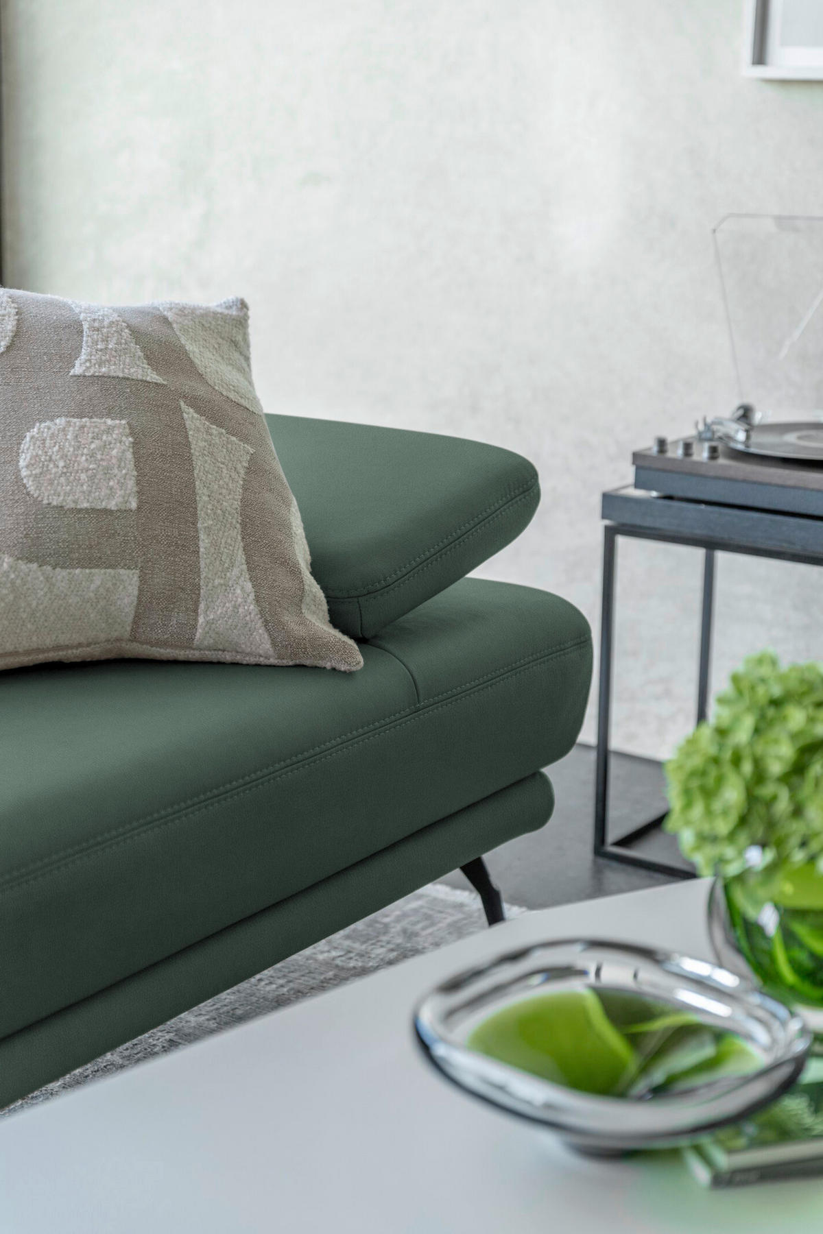 ECKSOFA Echtleder Opal  - Opal/Schwarz, Konventionell, Leder/Metall (301/180cm) - Joop!