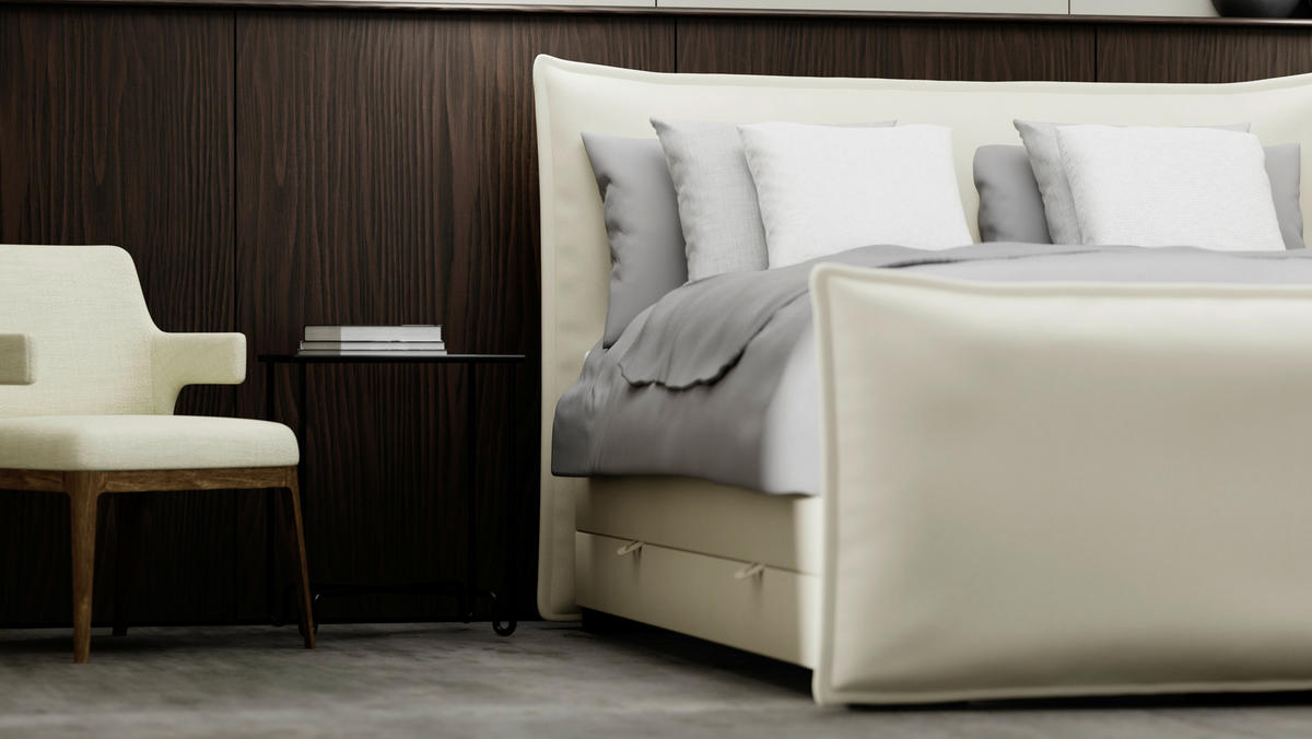 BOXSPRINGBETT 160/200 cm  in Creme  - Creme/Schwarz, MODERN, Textil (160/200cm) - MID.YOU