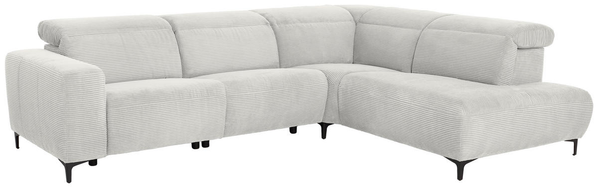 ECKSOFA in Cord Weiss  - Weiss/Schwarz, Design, Textil (290/223cm) - Pure Home Lifestyle