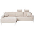 ECKSOFA Creme Cord  - Creme/Schwarz, KONVENTIONELL, Textil/Metall (173/276cm) - Carryhome