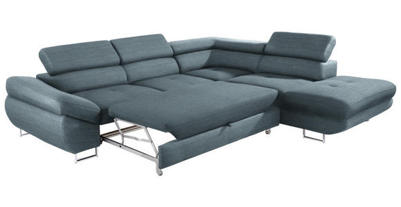 ECKSOFA in Webstoff Blaugrau  - Blaugrau, Design, Textil/Metall (280/235cm) - Hom`in