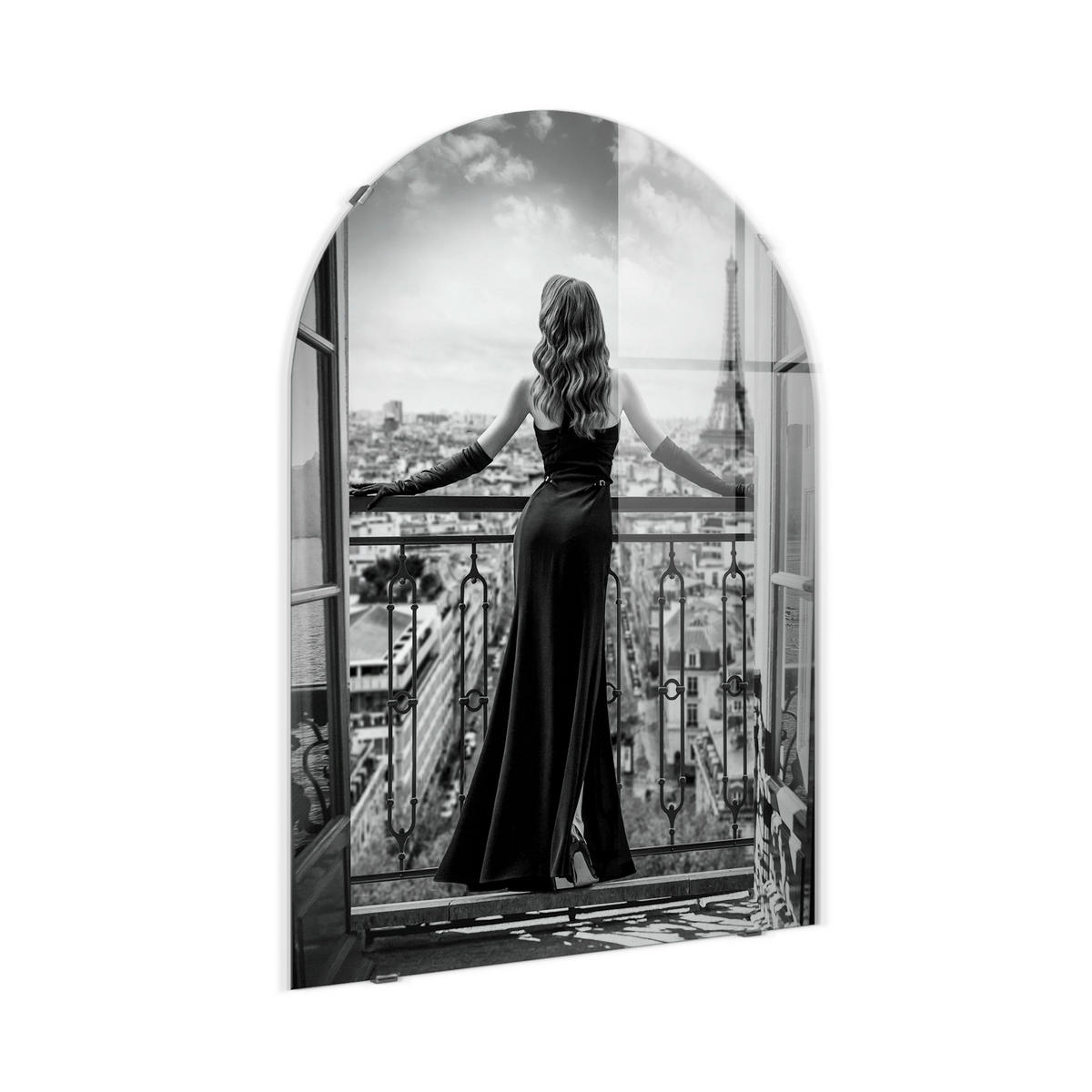 GLASBILD Städte, Frauen 70/100 cm  - Schwarz/Weiß, Basics, Glas/Papier (70/100cm)